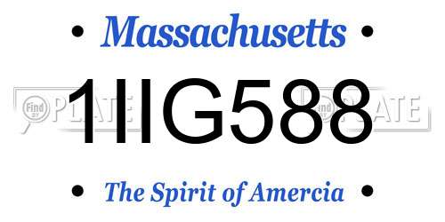 1IIG588 Massachusetts License Plate
