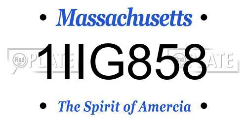 1IIG858 Massachusetts License Plate