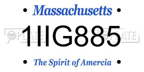 1IIG885 Massachusetts License Plate