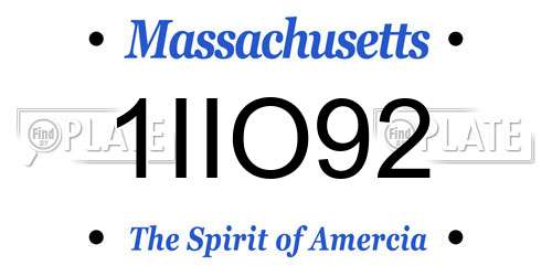 1IIO92 Massachusetts License Plate
