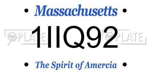 1IIQ92 Massachusetts License Plate