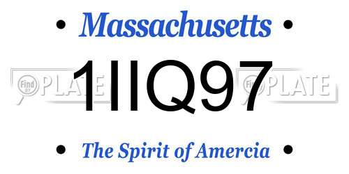 1IIQ97 Massachusetts License Plate