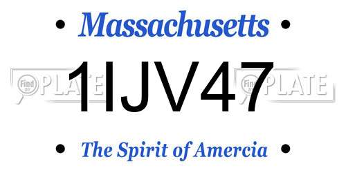 1IJV47 Massachusetts License Plate