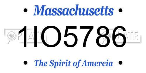 1IO5786 Massachusetts License Plate