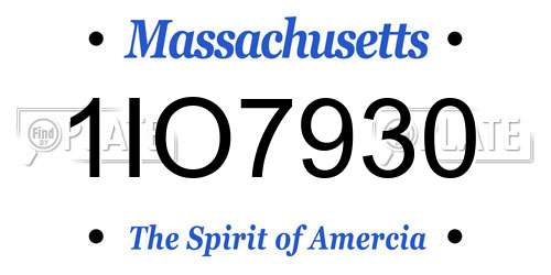 1IO7930 Massachusetts License Plate