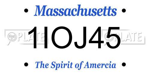 1IOJ45 Massachusetts License Plate