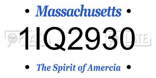 1IQ2930 Massachusetts License Plate