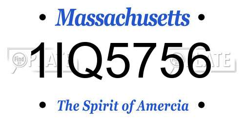 1IQ5756 Massachusetts License Plate