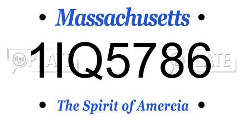 1IQ5786 Massachusetts License Plate