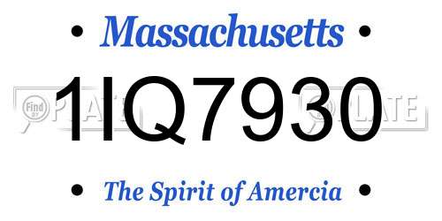 1IQ7930 Massachusetts License Plate