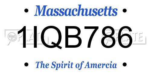 1IQB786 Massachusetts License Plate