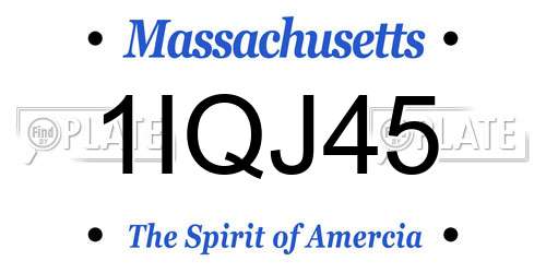 1IQJ45 Massachusetts License Plate
