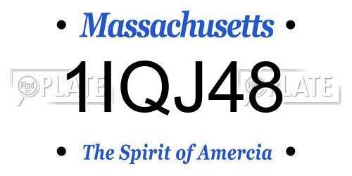 1IQJ48 Massachusetts License Plate