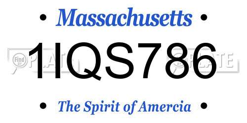 1IQS786 Massachusetts License Plate