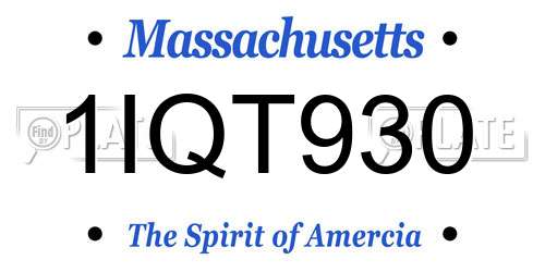 1IQT930 Massachusetts License Plate