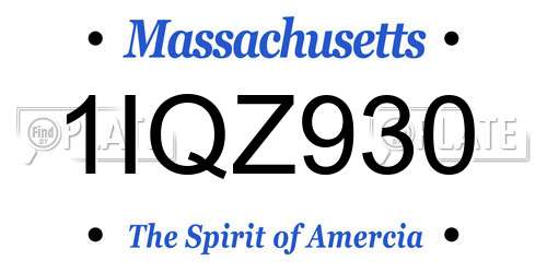 1IQZ930 Massachusetts License Plate