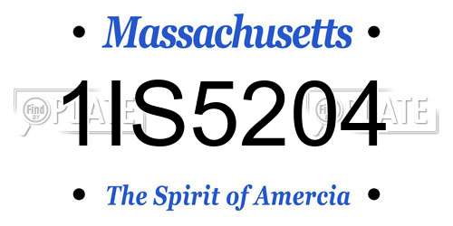 1IS5204 Massachusetts License Plate