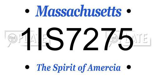 1IS7275 Massachusetts License Plate