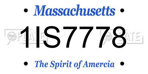 1IS7778 Massachusetts License Plate