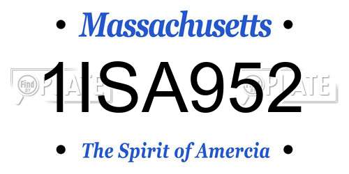 1ISA952 Massachusetts License Plate