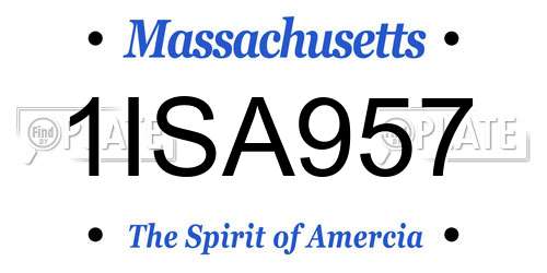 1ISA957 Massachusetts License Plate