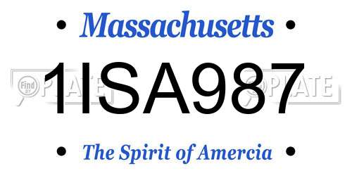 1ISA987 Massachusetts License Plate