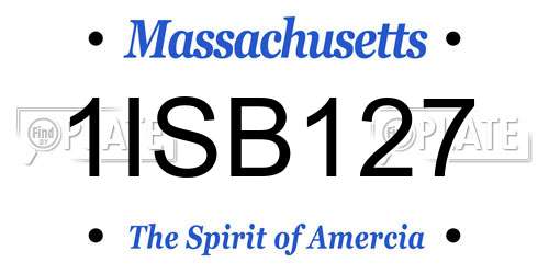 1ISB127 Massachusetts License Plate