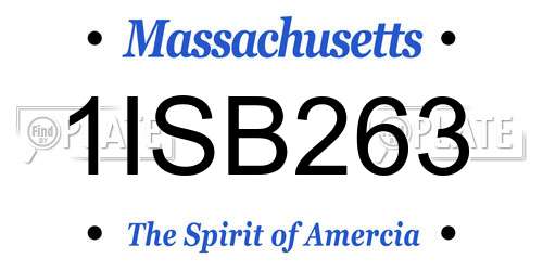 1ISB263 Massachusetts License Plate