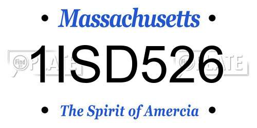 1ISD526 Massachusetts License Plate