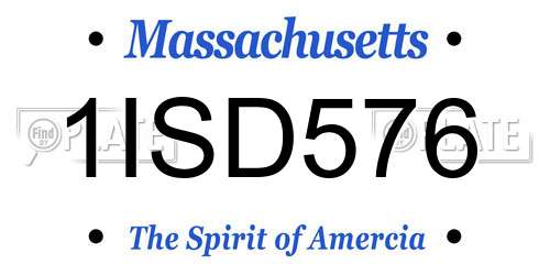 1ISD576 Massachusetts License Plate