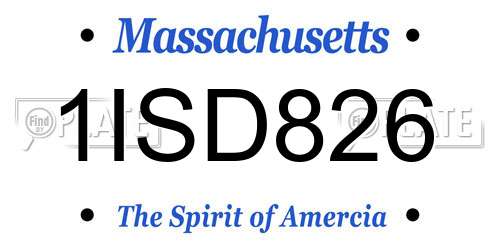 1ISD826 Massachusetts License Plate