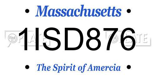 1ISD876 Massachusetts License Plate