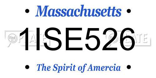 1ISE526 Massachusetts License Plate
