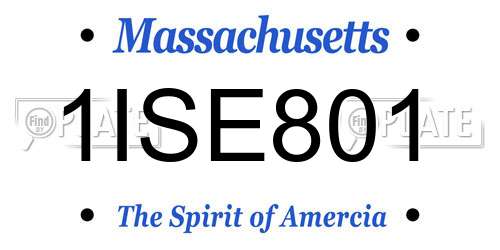 1ISE801 Massachusetts License Plate