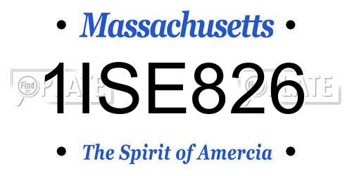 1ISE826 Massachusetts License Plate