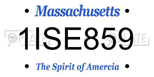 1ISE859 Massachusetts License Plate