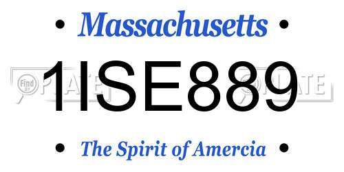 1ISE889 Massachusetts License Plate