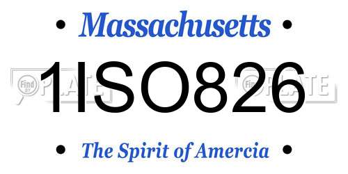 1ISO826 Massachusetts License Plate