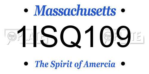1ISQ109 Massachusetts License Plate