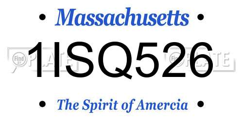 1ISQ526 Massachusetts License Plate