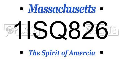 1ISQ826 Massachusetts License Plate