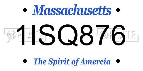 1ISQ876 Massachusetts License Plate