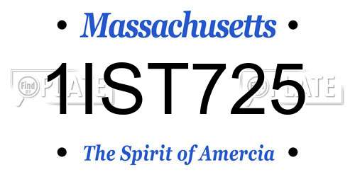 1IST725 Massachusetts License Plate