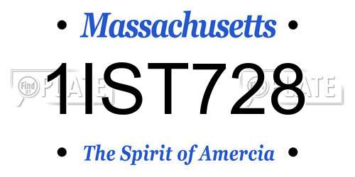 1IST728 Massachusetts License Plate