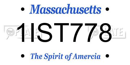 1IST778 Massachusetts License Plate