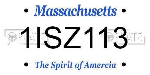 1ISZ113 Massachusetts License Plate