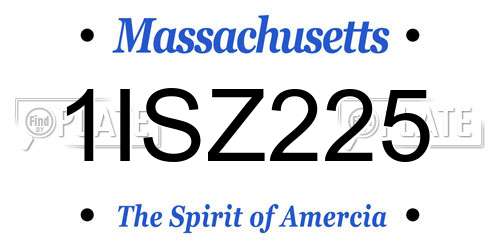 1ISZ225 Massachusetts License Plate