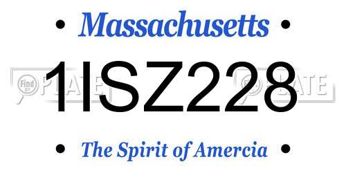 1ISZ228 Massachusetts License Plate