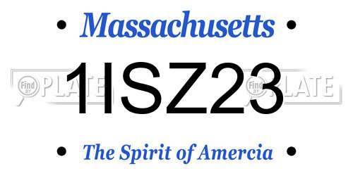 1ISZ23 Massachusetts License Plate