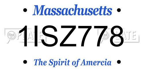 1ISZ778 Massachusetts License Plate